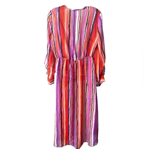 VENUS | Women’s Pink/Purple/White/Black Stripe Plunge Hi-Low Top Size 8 - Picture 6 of 10